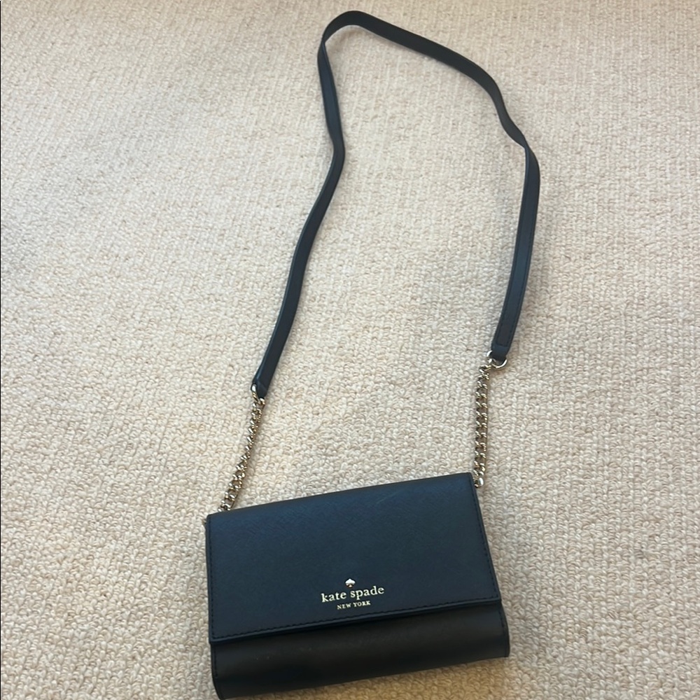 Kate Spade Black Crossbody Bag with Gold Accents